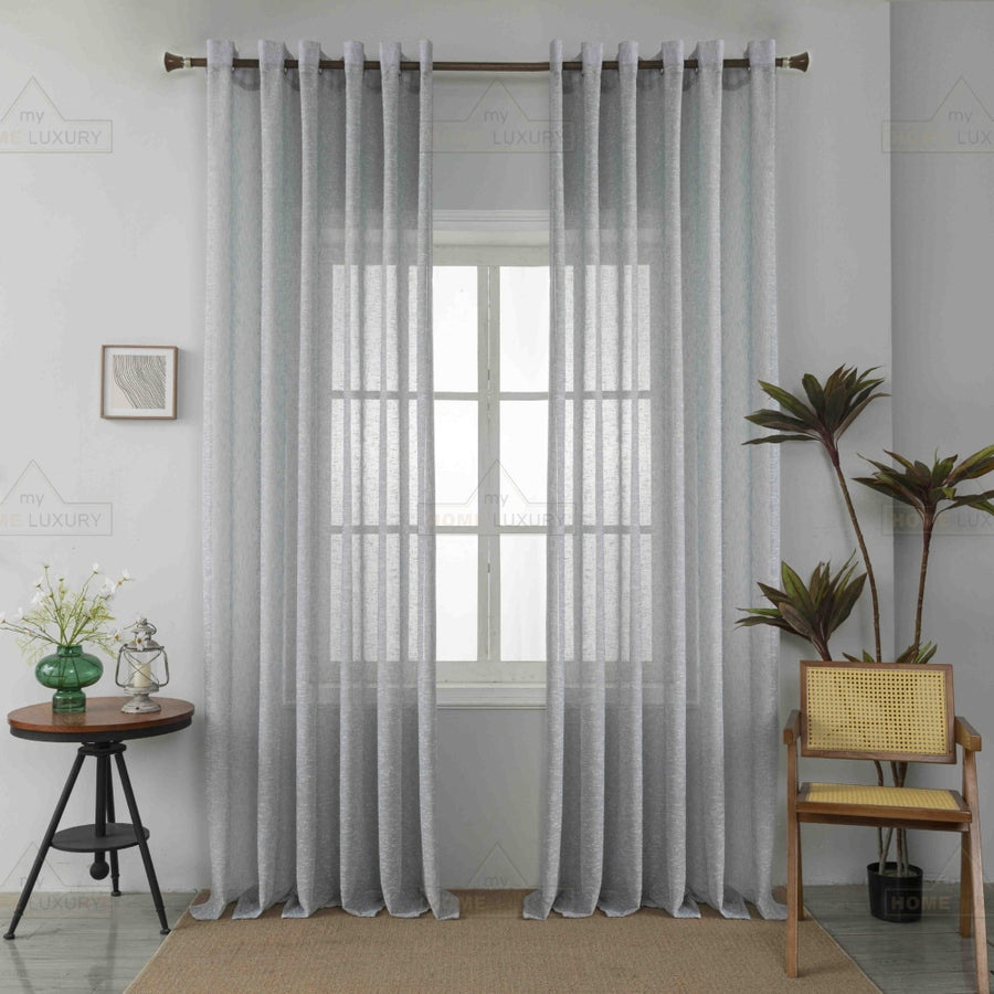Κουρτίνα Ημιδιάφανη Λινή Γκρι Με Κρίκο 270x290cm A6023-23 — 1