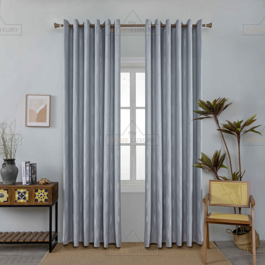 Leaves - Κουρτίνα Σκίασης Ασημί Με Κρίκο Υ270xΦ270cm A6039-11 — 1
