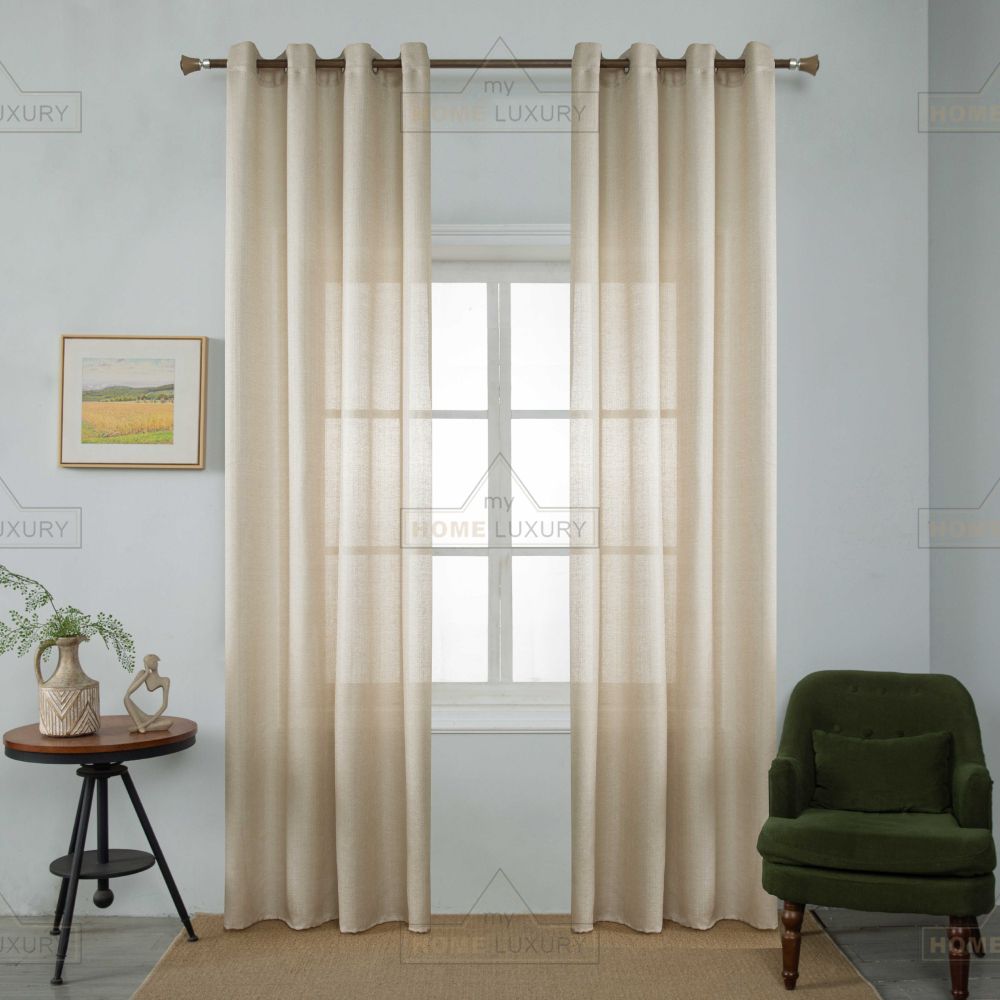 Line Senyl - Κουρτίνα Ημιδιάφανη Μπεζ Με Κρίκο Υ270ΧΦ270cm A6036-1