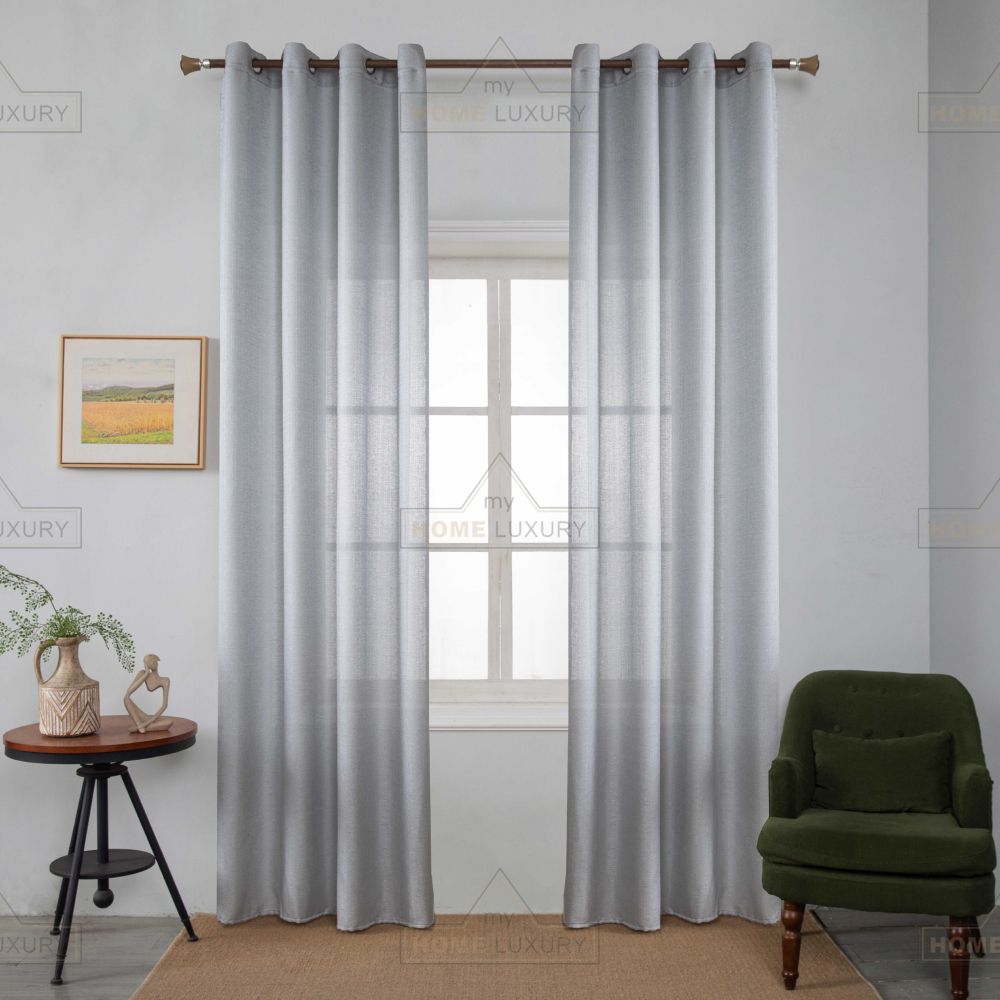 Line Senyl - Κουρτίνα Ημιδιάφανη Γκρι Με Κρίκο Υ270ΧΦ270cm A6036-11