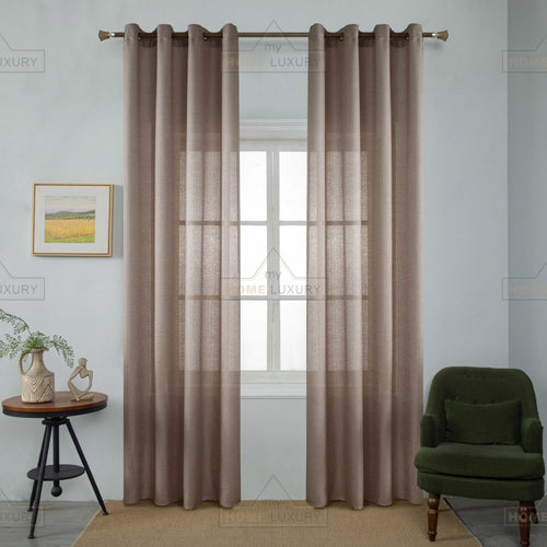 Line Senyl - Κουρτίνα Ημιδιάφανη Καφέ Με Κρίκο Υ270ΧΦ270cm A6036-4 — 1