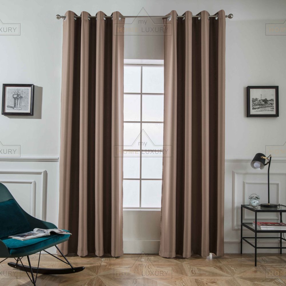 Dellia - Κουρτίνα Σκίασης Καφέ Με Κρίκο Υ265xΦ140cm AD6038-4