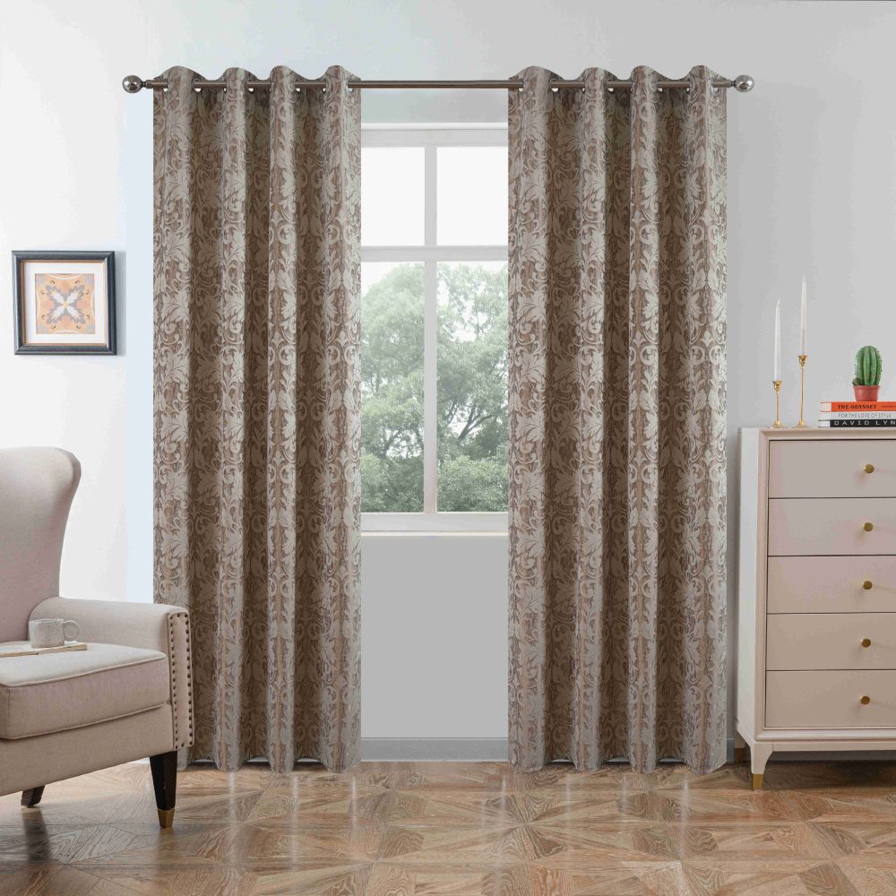 Vintage Κουρτίνα Σκίασης Σενίλ Καφέ με Κρίκο Υ260xΦ140cm AD6050-2