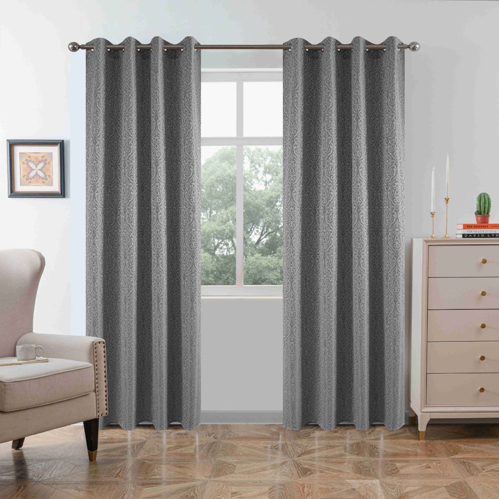 Laura Κουρτίνα Σκίασης Σενίλ Γκρι με Κρίκο Υ260xΦ140cm AD6051-3