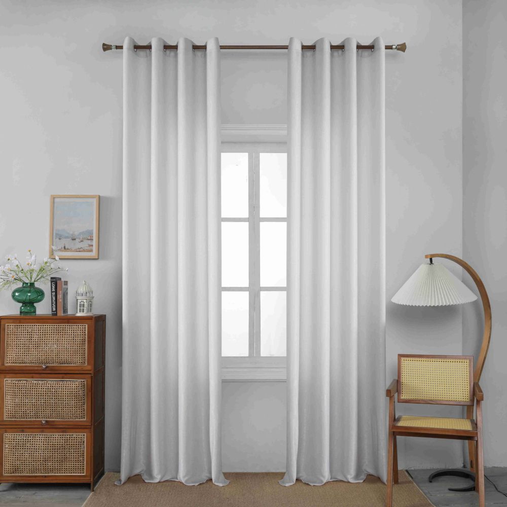 Velour Satin Κουρτίνα Ανοιχτό Γκρι 80% Σκίασης Με Κρίκο Υ270xΦ140cm AD6341-17