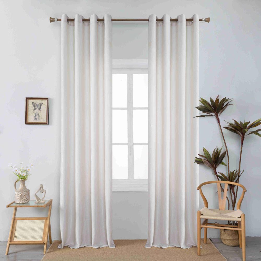 Velour Satin Κουρτίνα Γκρεζ 80% Σκίασης Με Κρίκο Υ270xΦ140cm AD6341-20