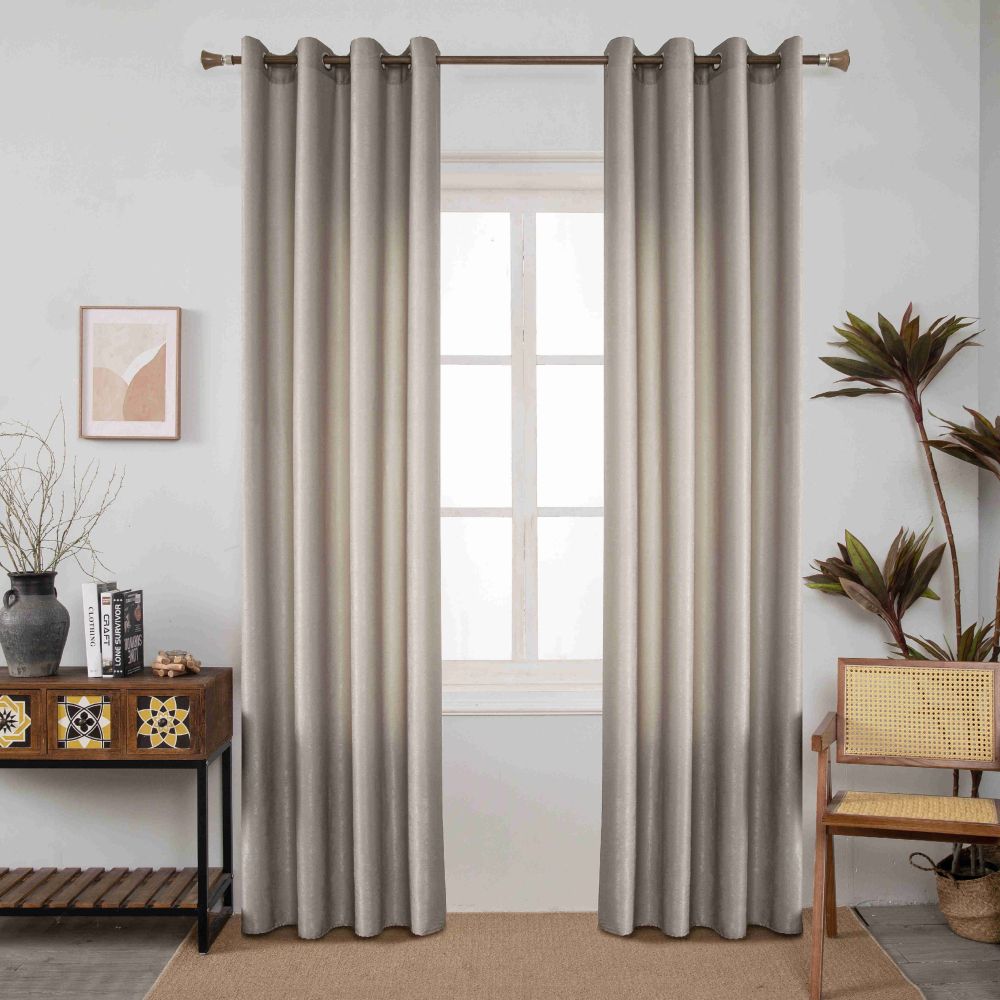 Velour Satin Κουρτίνα Μόκα 80% Σκίασης Με Κρίκο Υ290xΦ140cm AD6341-9