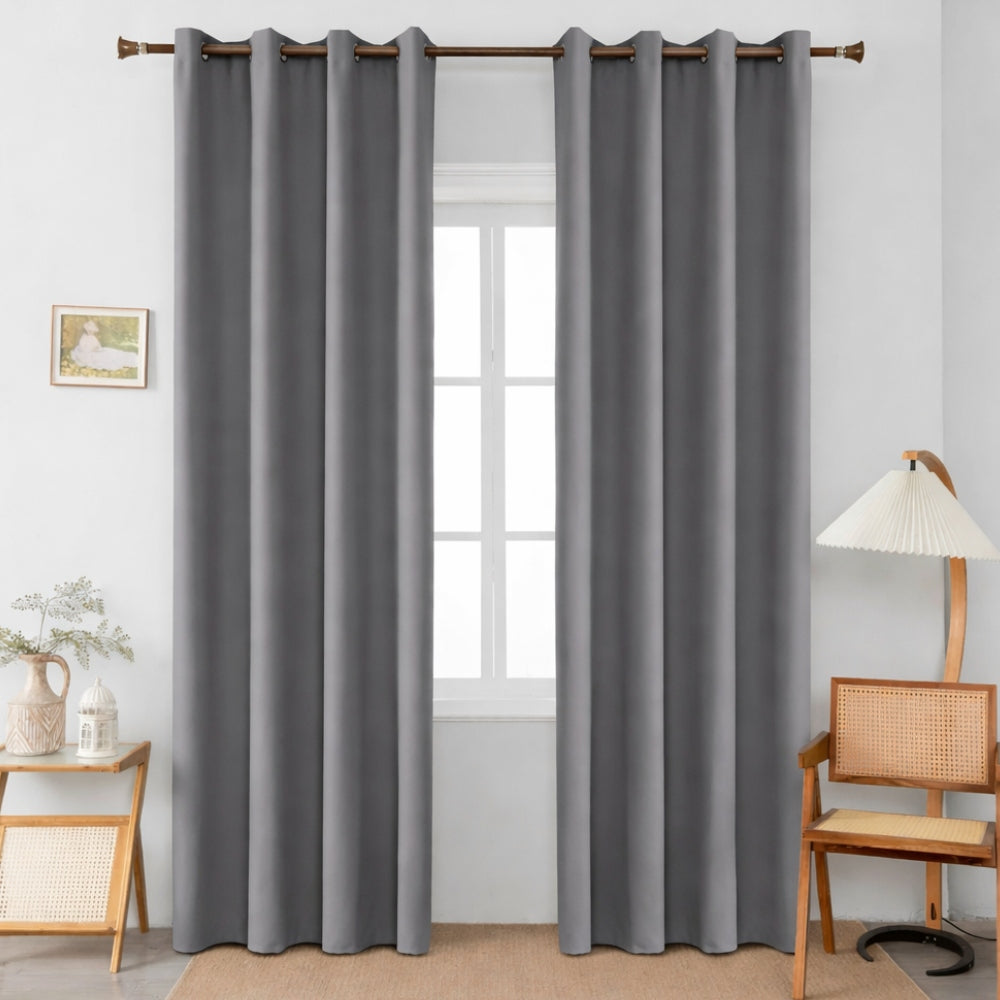 Κουρτίνα Σκίασης Cotton Ζακάρ Γκρι Με Κρίκο 140x265cm AD9027-6