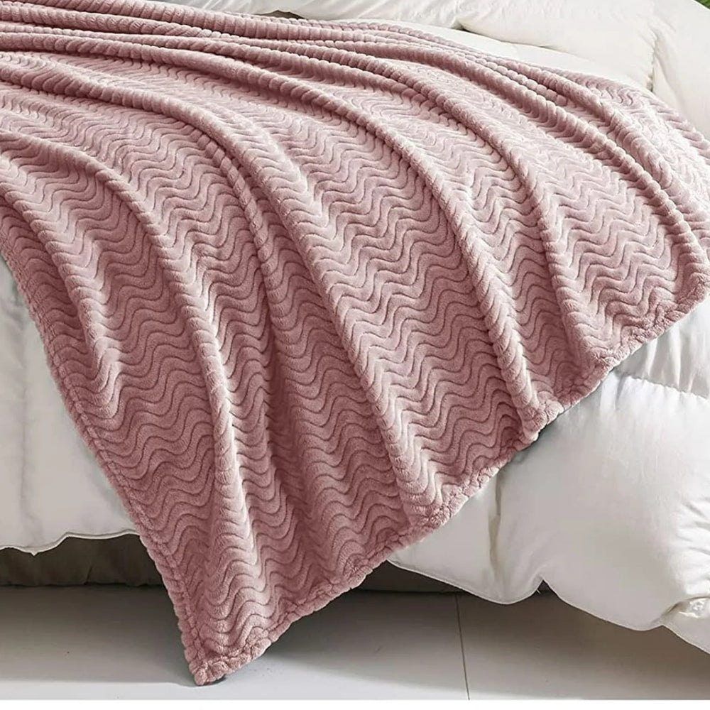 Κουβέρτα Coral Fleece Waves Ροζ Ημίδιπλη 160x220cm BL160-10