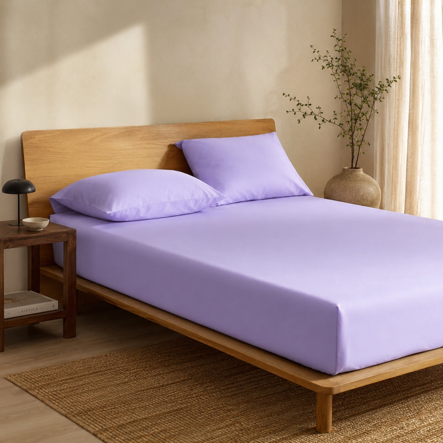 Σεντόνι Λιλά Μονό με Λάστιχο 100x200+30 3τμχ Microcotton BS-06100 — 1