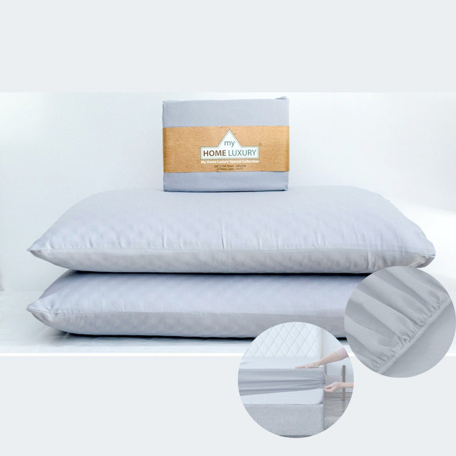 Σεντόνι Γκρι Διπλό με Λάστιχο 160x200+25 3τμχ. Microcotton BS-20523 — 1