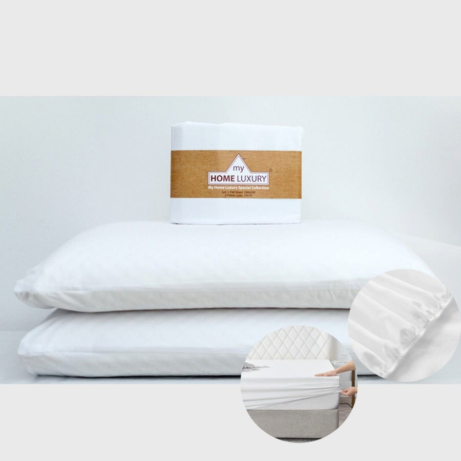 Σεντόνι Λευκό Διπλό με Λάστιχο 160x200+25 3τμχ. Microcotton BS-12723