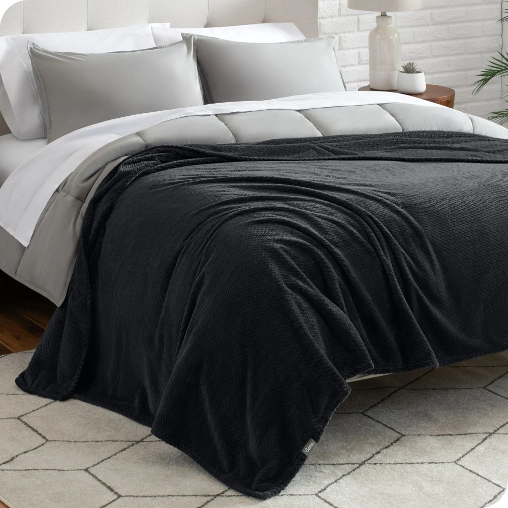Κουβέρτα Coral Fleece Waves Μαύρη Ημίδιπλη 160x220cm BL160-18