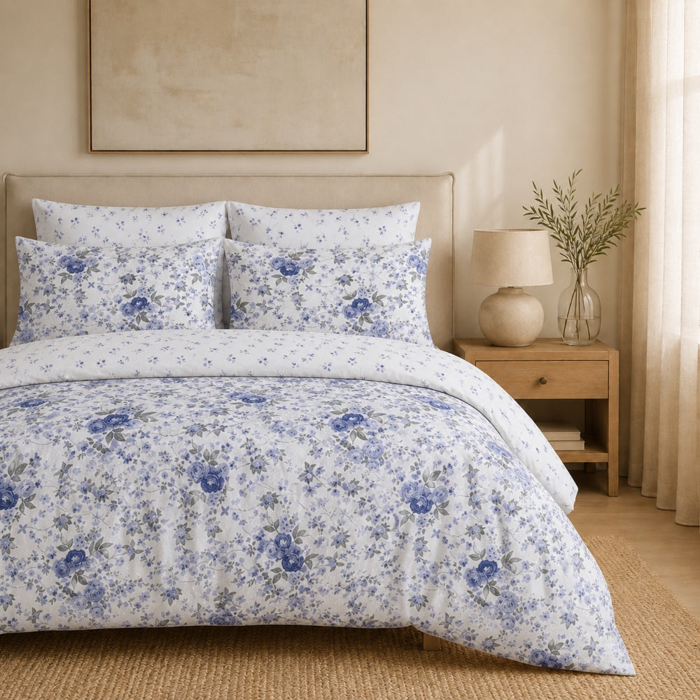 Σετ Σεντόνια 100% Βαμβάκι 4 Τεμαχίων Blue Garden