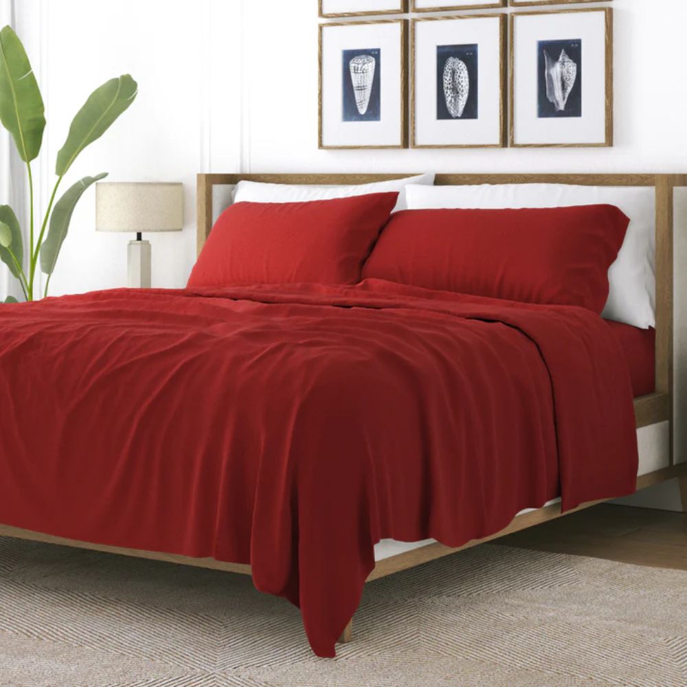 Σετ Σεντόνια Μονά Polycotton Με Λάστιχο 100x200+30 Μπορντό LU-002100