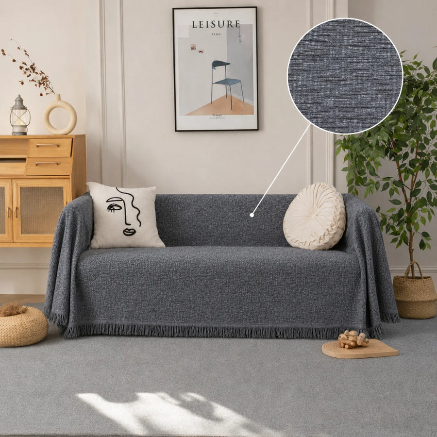 Ριχτάρι Καναπέ Σενίλ Γκρι Σκούρο 180x320cm C23-16320 — 1