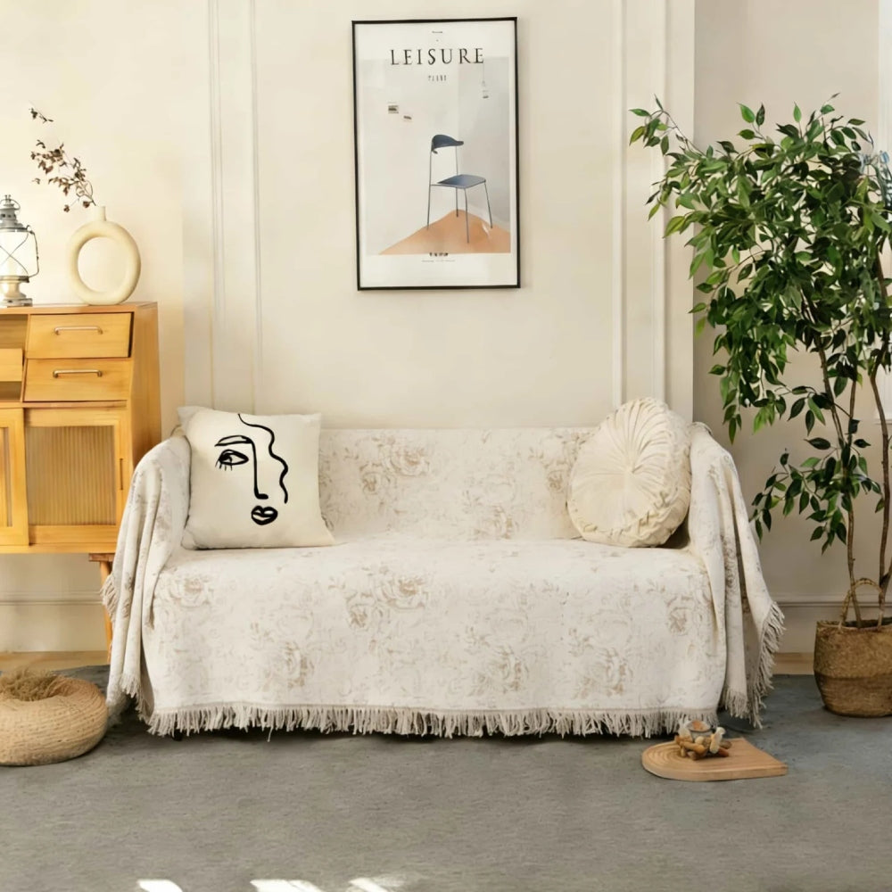 Ριχτάρι καναπέ ζακάρ 180x180cm Εκρού C25-4180