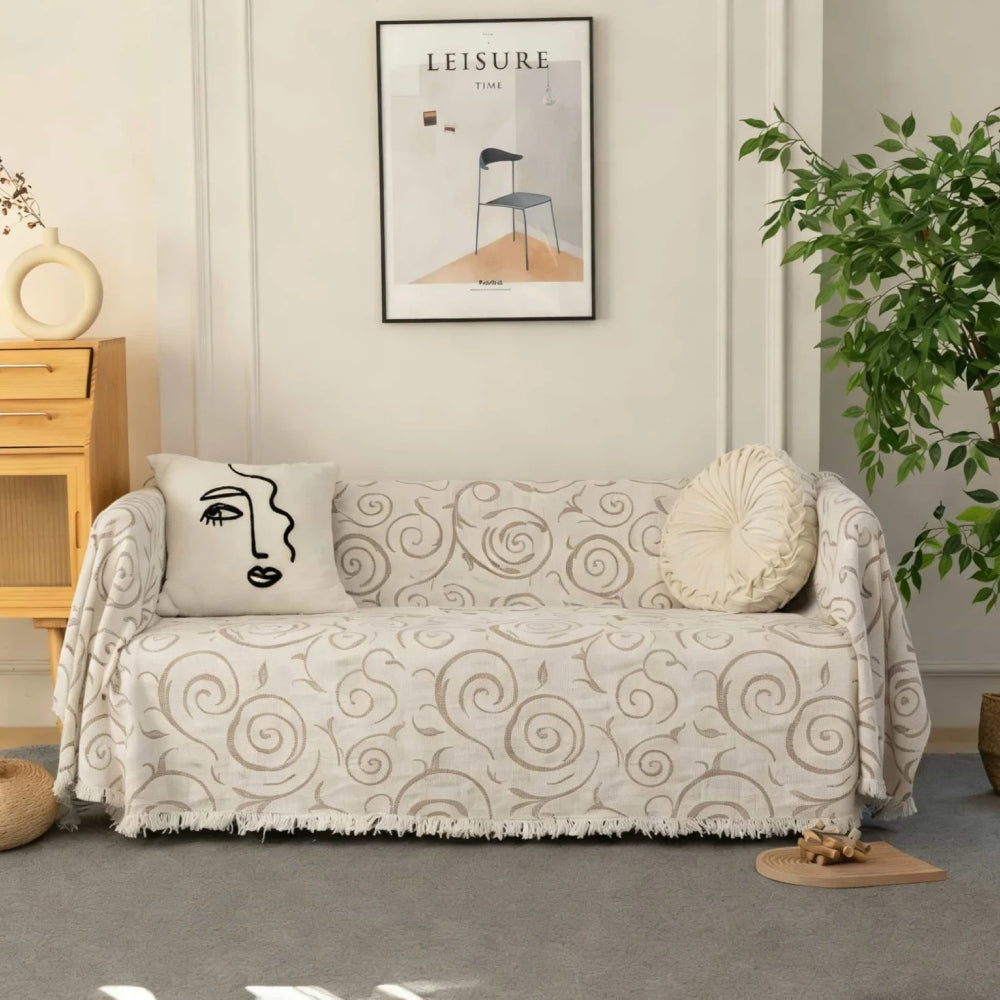 Ριχτάρι καναπέ ζακάρ 180x180cm Μπ΄εζ C27-4180