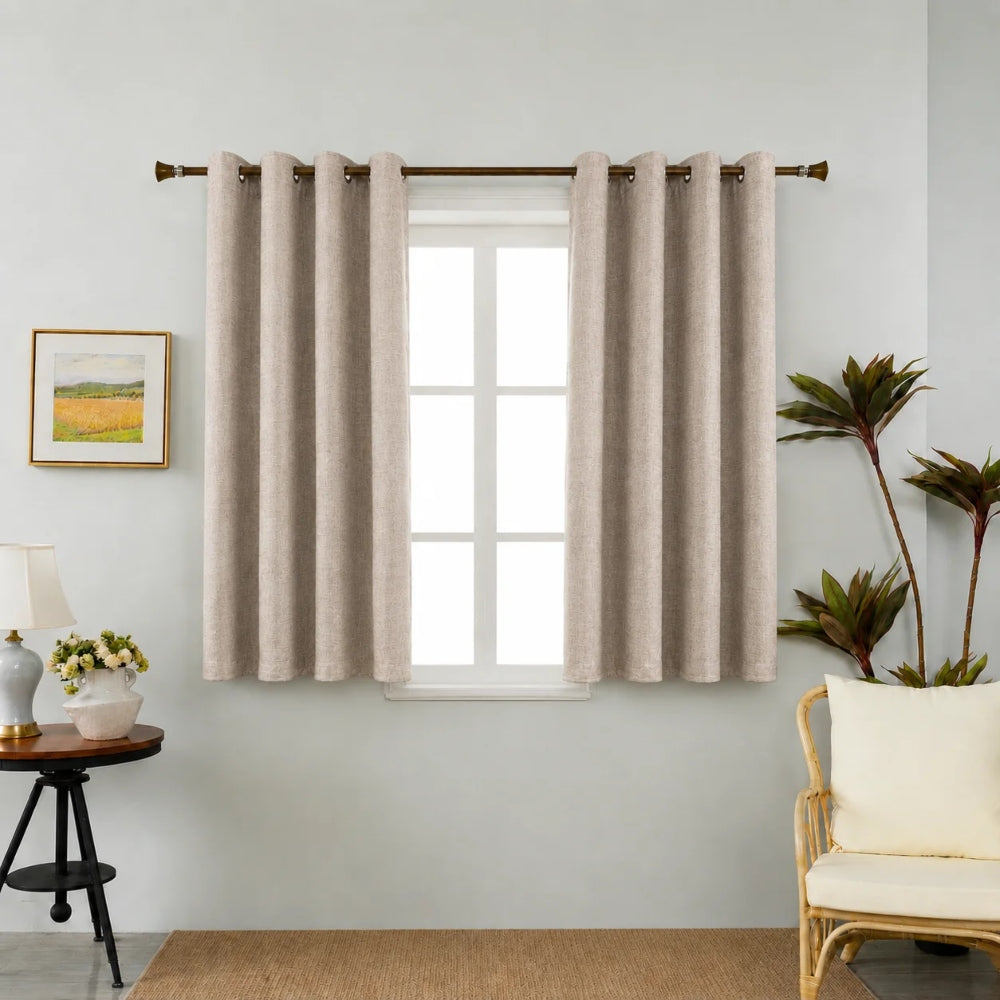 Linen Κουρτίνα Καφέ 80% Σκίασης Με Κρίκο Υ1.40ΧΦ2.00cm AK786-4