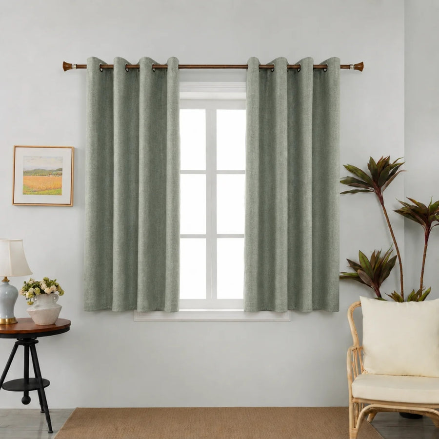 Linen Κουρτίνα Πράσινο 80% Σκίασης Με Κρίκο Υ1.40ΧΦ2.00cm AK786-5 — 1