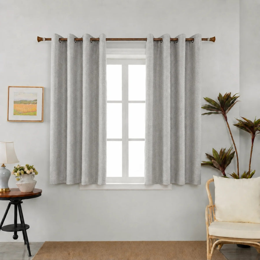 Linen Κουρτίνα Γκρεζ 80% Σκίασης Με Κρίκο Υ1.40ΧΦ2.00cm AK786-9 — 1