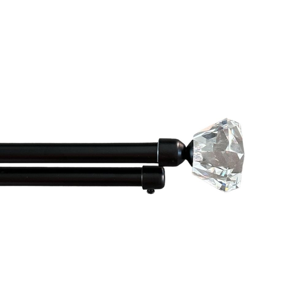 Crystal Διπλό Κουρτινόξυλο Μαύρο 160 εώς 310 cm 19mm FSJ-D3BLACK