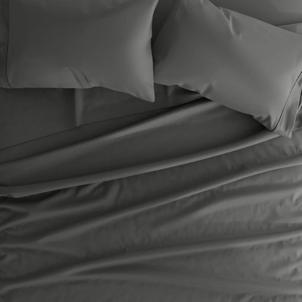Σεντόνι Γκρι Σκούρο Διπλό Polycotton Με Λάστιχο 160x200+30 Με Μαξιλαροθήκες 816160