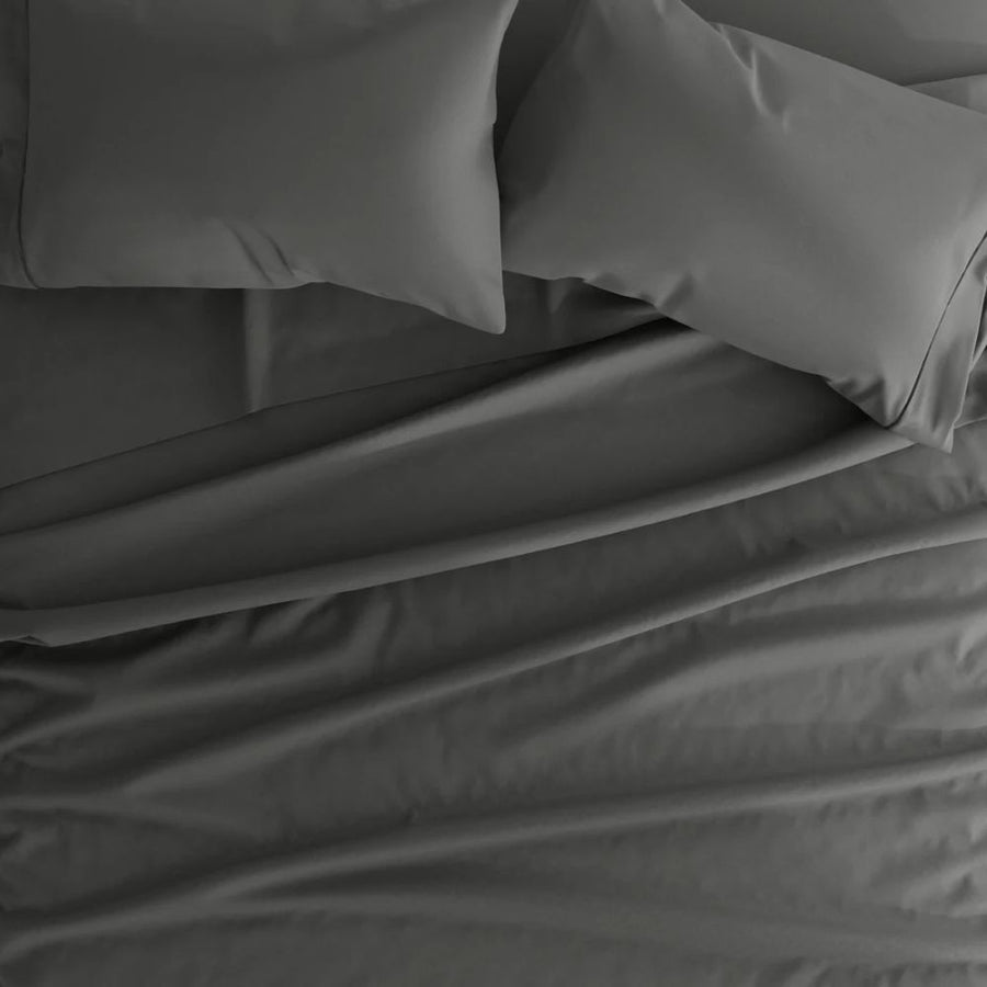 Σεντόνι Γκρι Σκούρο Διπλό Polycotton Με Λάστιχο 160x200+30 Με Μαξιλαροθήκες 816160 — 1
