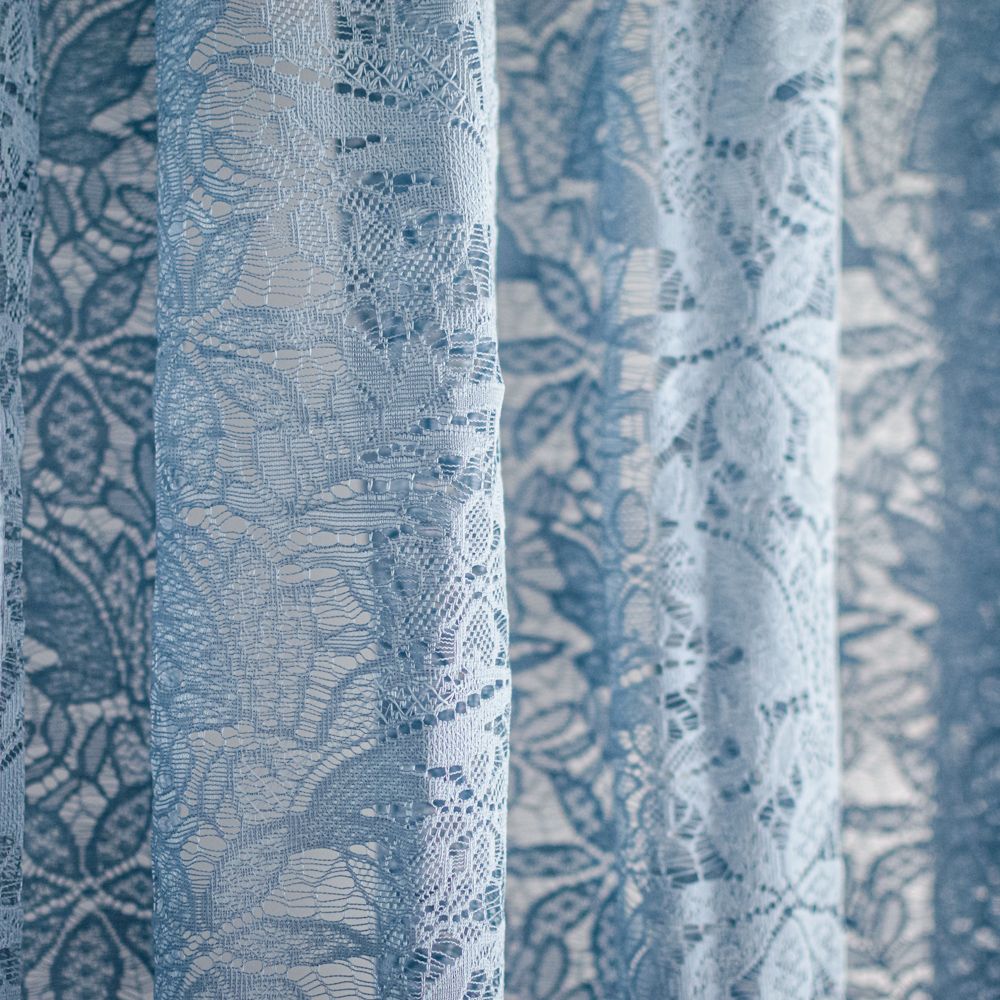 Lace Flowers Κουρτίνα Δαντέλα Πετρόλ Ημιδιάφανη Υ270xΦ280cm Με Τρέσα 635-7
