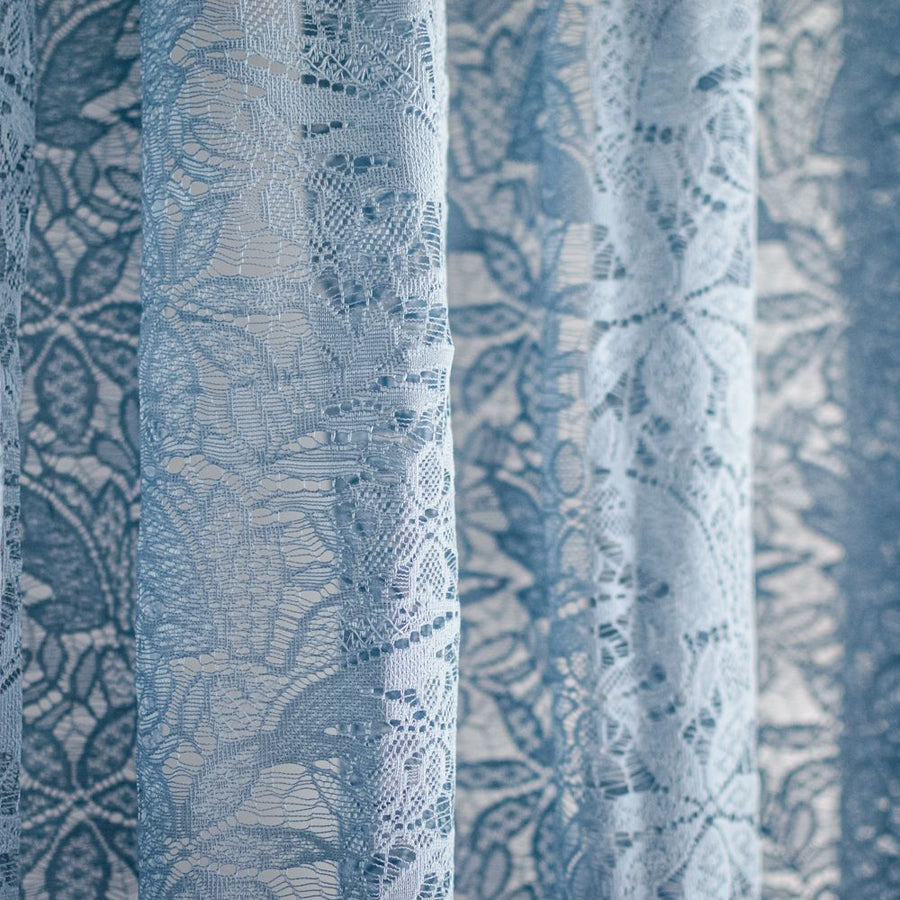 Lace Flowers Κουρτίνα Δαντέλα Πετρόλ Ημιδιάφανη Υ270xΦ280cm Με Τρέσα 635-7