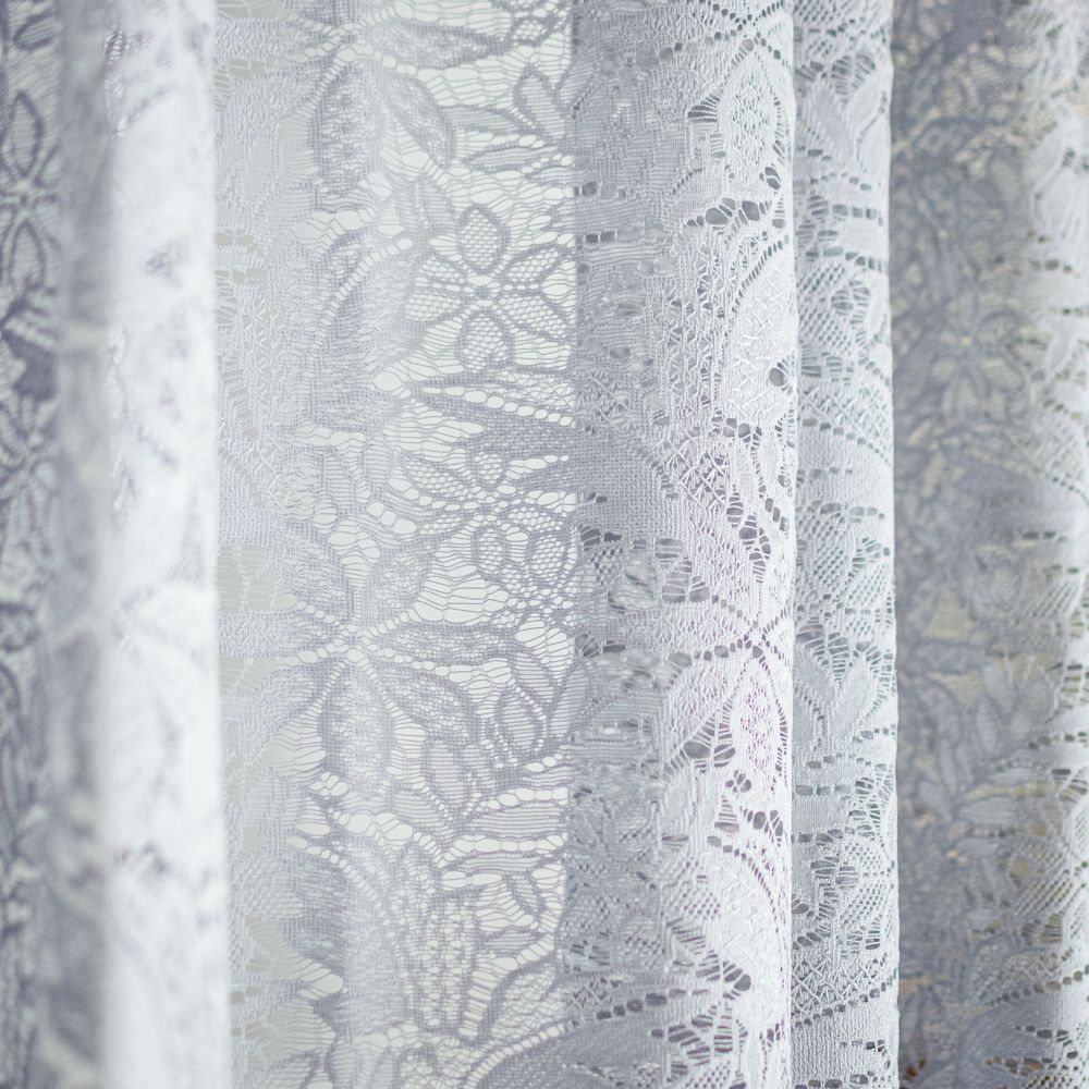 Lace Flowers Κουρτίνα Δαντέλα Γκρι Ημιδιάφανη Υ270xΦ280cm Με Τρέσα 635-11