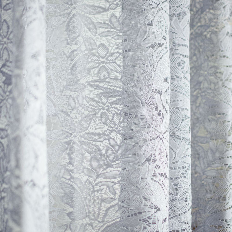 Lace Flowers Κουρτίνα Δαντέλα Γκρι Ημιδιάφανη Υ270xΦ280cm Με Τρέσα 635-11