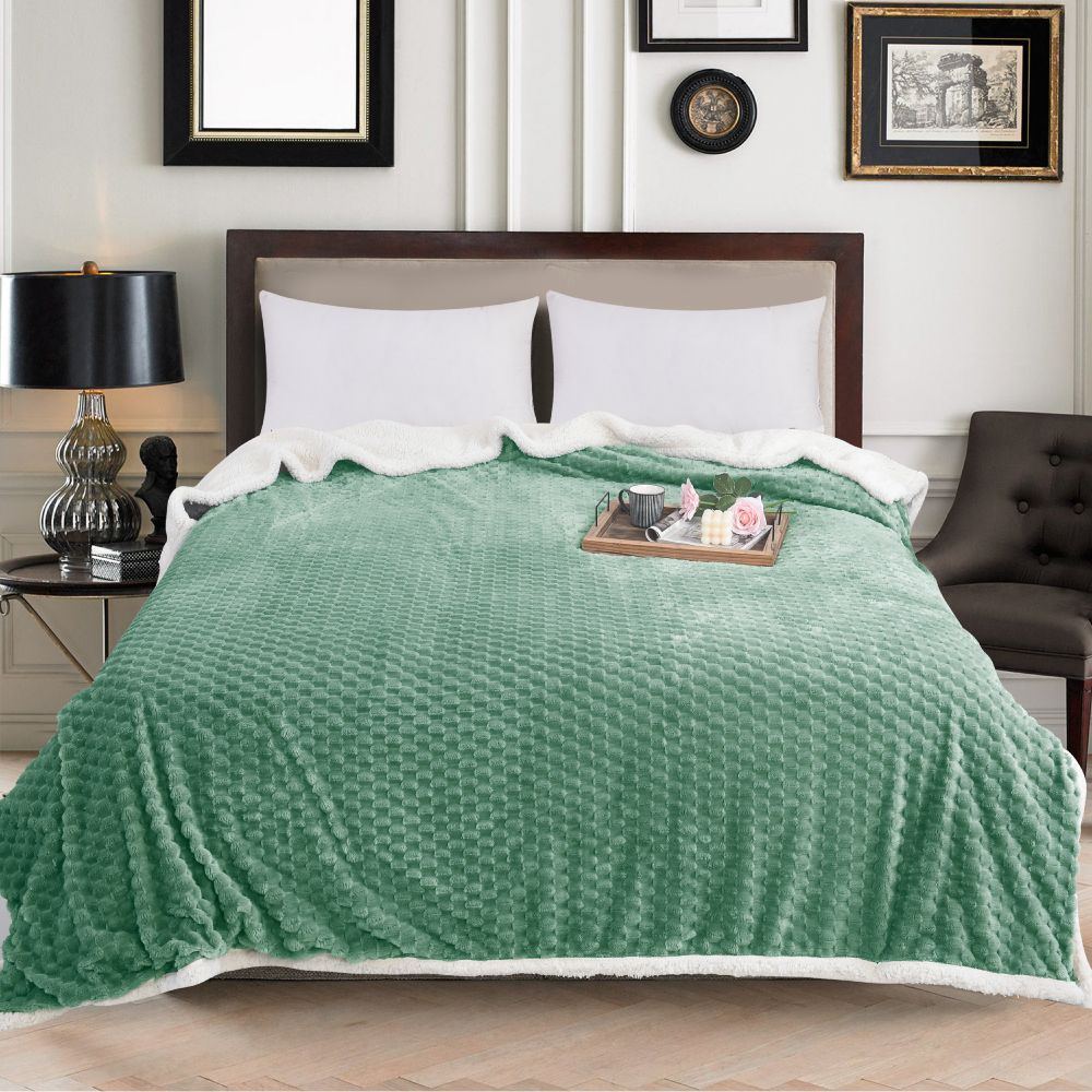 Κουβέρτα Προβατάκι Sherpa Υπέρδιπλη Πράσινη 220x240cm 3kg GB-D03
