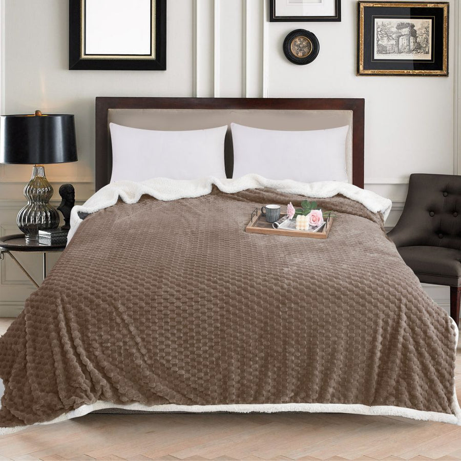 Κουβέρτα Προβατάκι Sherpa Ημίδιπλη Καφέ 160x220cm 2kg GB-S04 — 1