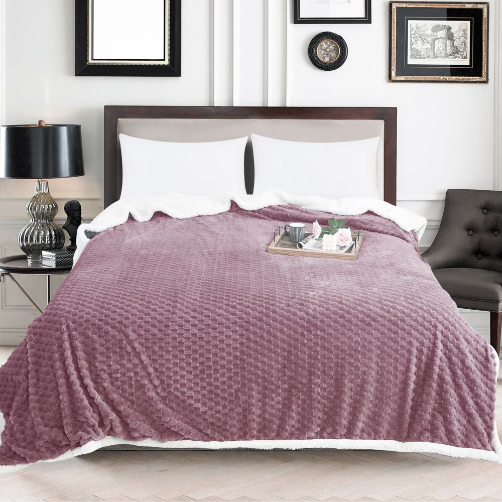 Κουβέρτα Προβατάκι Sherpa Ημίδιπλη Λιλά 160x220cm 2kg GB-S06