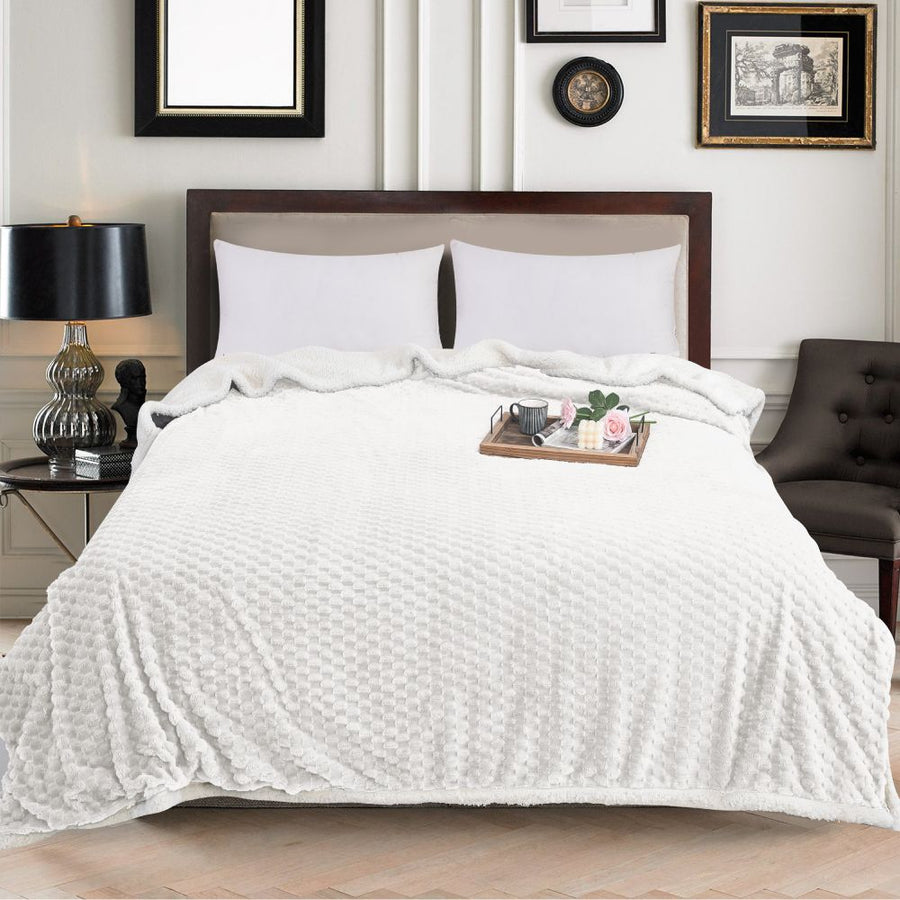 Κουβέρτα Προβατάκι Sherpa Ημίδιπλη Λευκή 160x220cm 2kg GB-S12 — 1