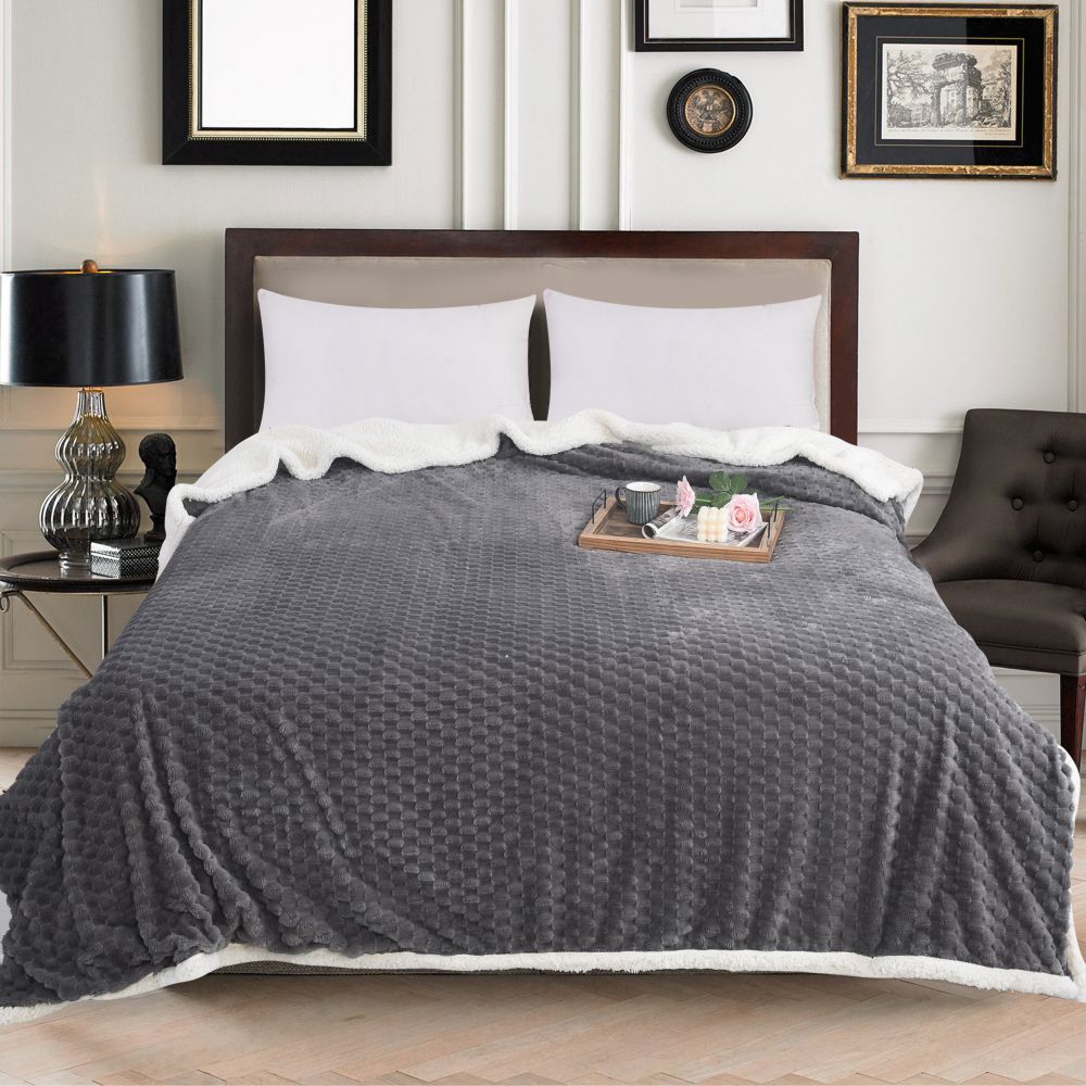Κουβέρτα Προβατάκι Sherpa Ημίδιπλη Ανθρακί 160x220cm 2kg GB-S16