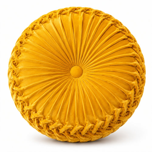 Decor Velvet Κίτρινο Διακοσμητικό Μαξιλαράκι Στρόγγυλο 40cm HLRZD-16 — 2