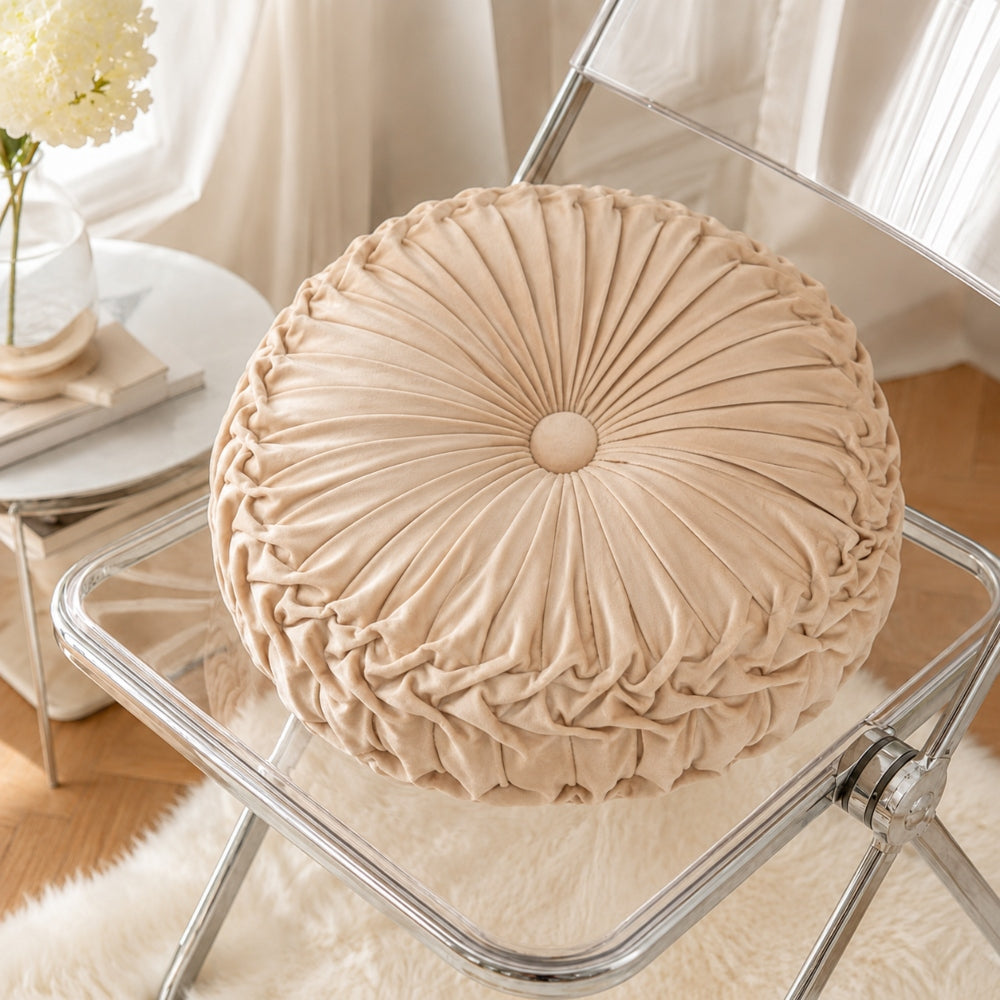 Decor Velvet Μπεζ Διακοσμητικό Μαξιλαράκι Στρόγγυλο 40cm HLRZD-08
