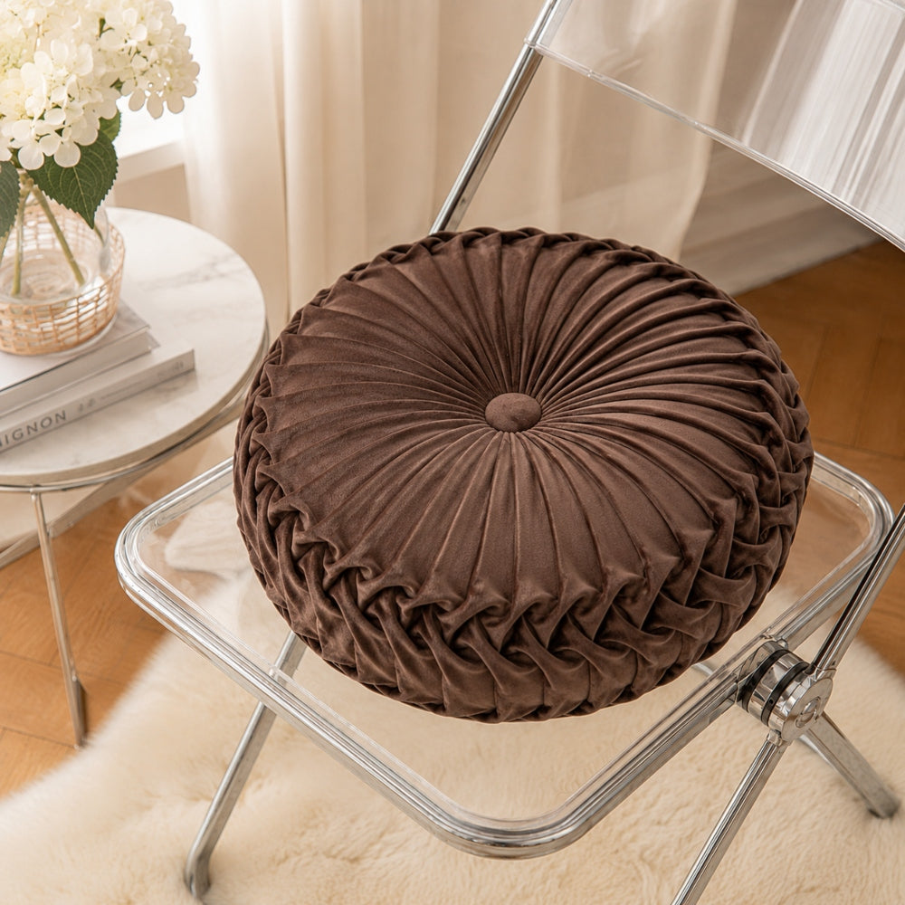 Decor Velvet Καφέ Διακοσμητικό Μαξιλαράκι Στρόγγυλο 40cm HLRZD-13
