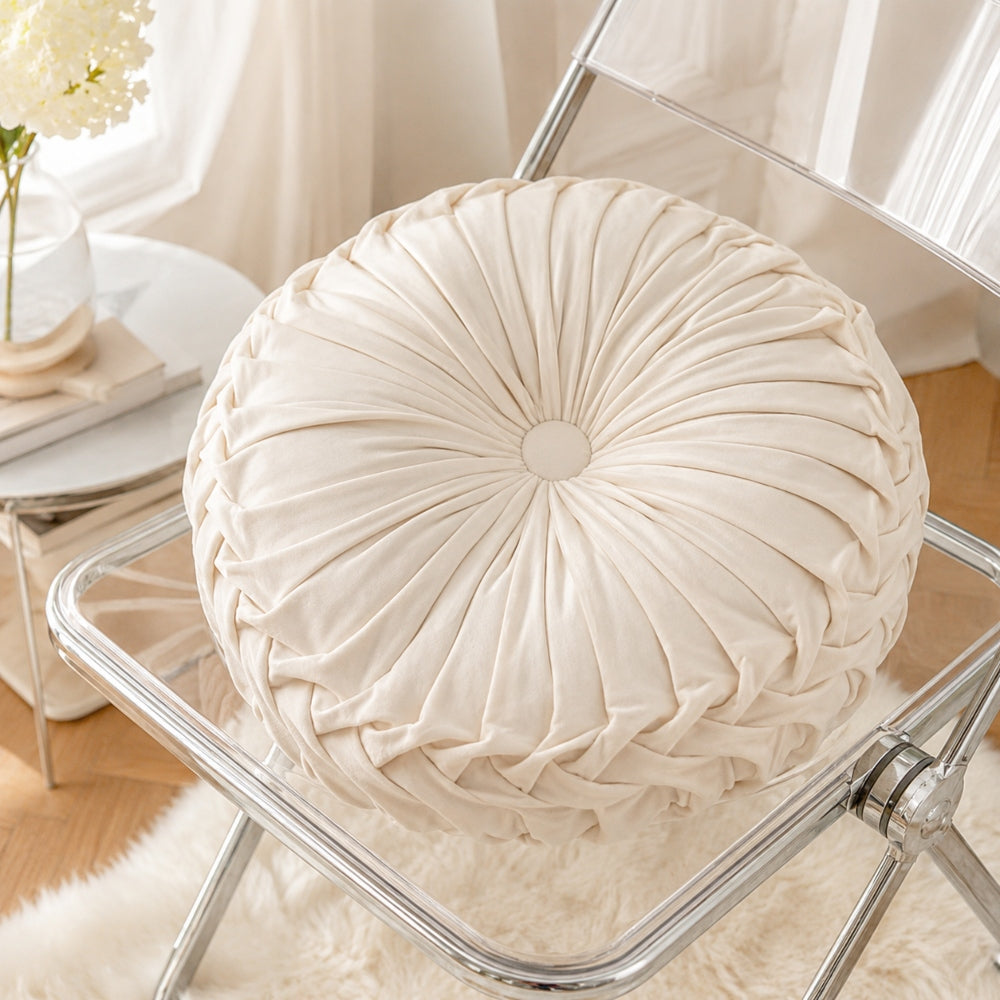Decor Velvet Εκρού Διακοσμητικό Μαξιλαράκι Στρόγγυλο 40cm HLRZD-07