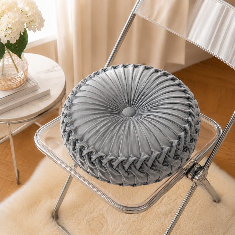 Decor Velvet Γκρι Διακοσμητικό Μαξιλαράκι Στρόγγυλο 40cm HLRZD-15 — 1