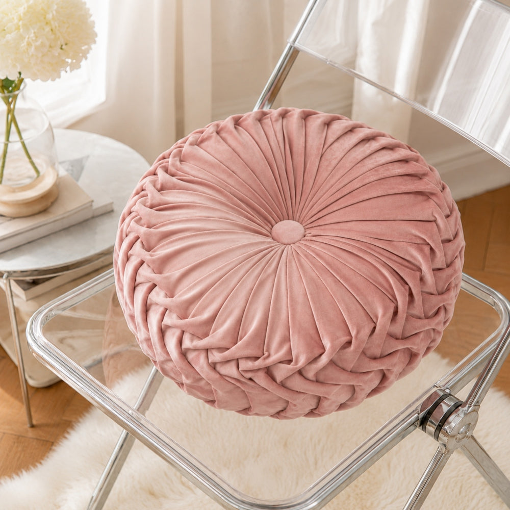 Decor Velvet Ροζ Διακοσμητικό Μαξιλαράκι Στρόγγυλο 40cm HLRZD-09