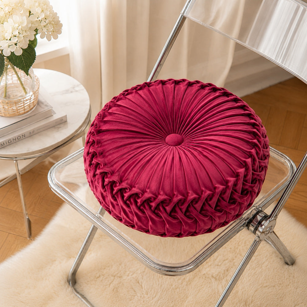 Decor Velvet Μπορντό Διακοσμητικό Μαξιλαράκι Στρόγγυλο 40cm HLRZD-14