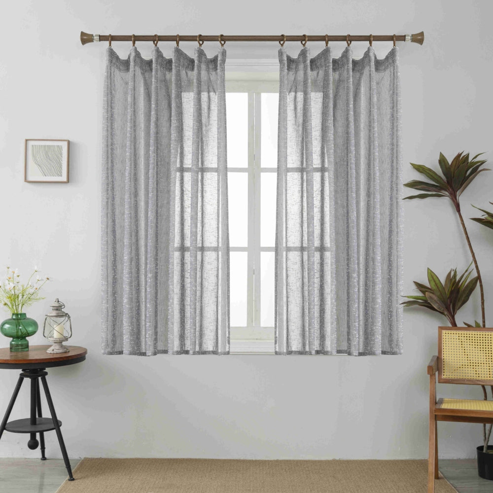 Κουρτίνα Ημιδιάφανη Λινή Γκρι Με Τρέσα 200x150cm 6023-3