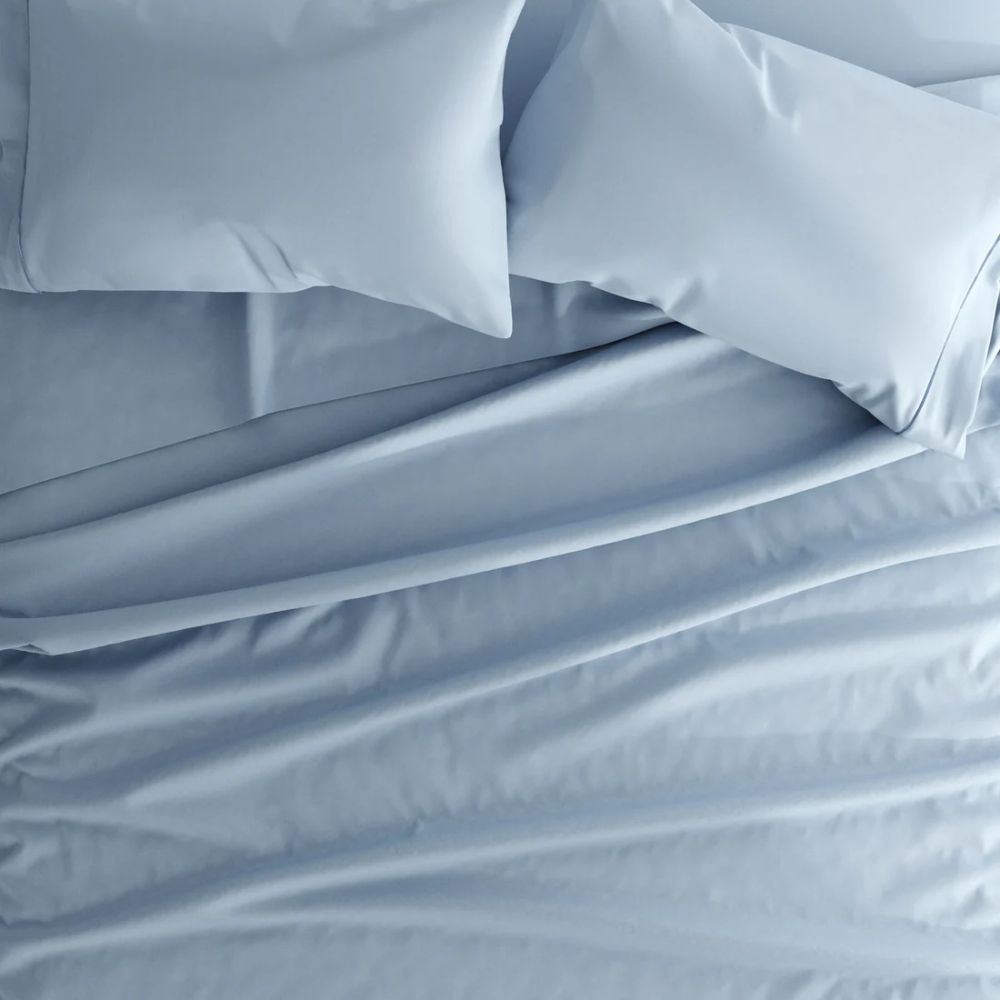 Σεντόνι Μπλε Διπλό Polycotton Με Λάστιχο 160x200+30 Με Μαξιλαροθήκες 807160