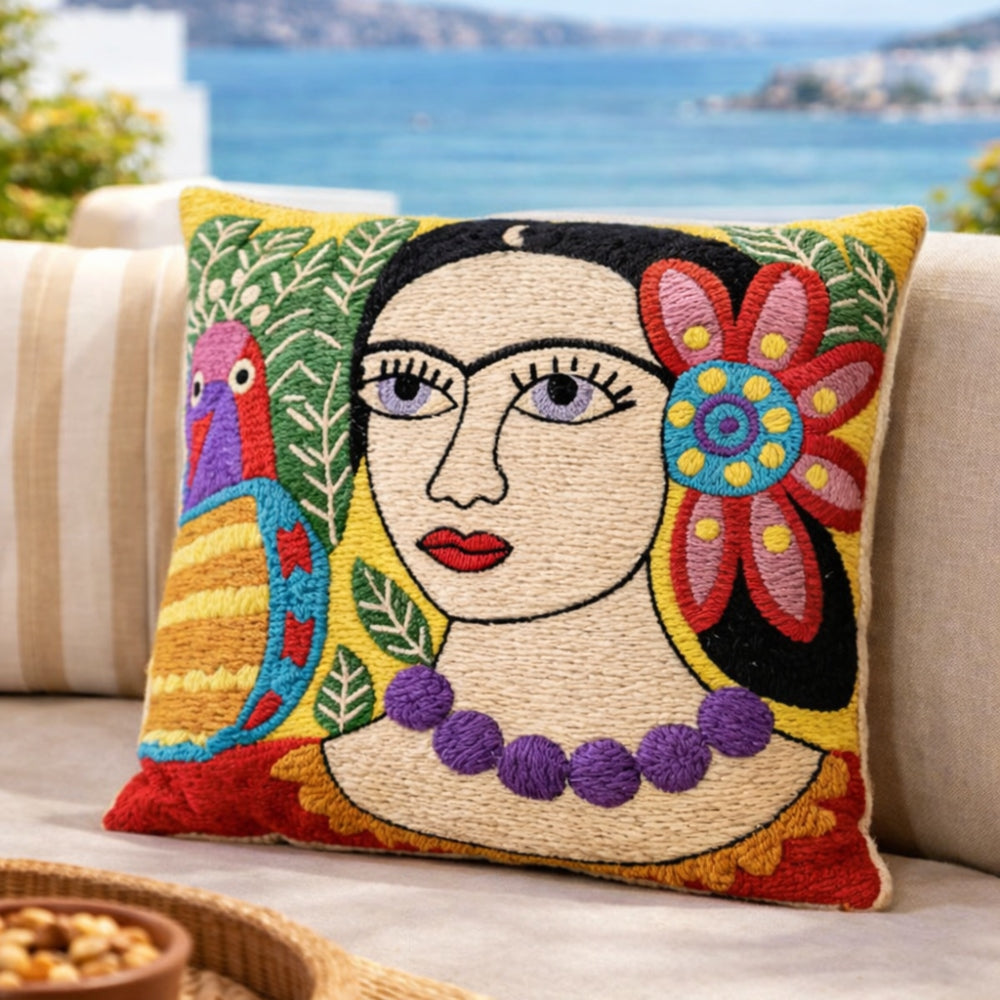 Διακοσμητική Μαξιλαροθήκη 45x45cm με Κέντημα MHL-05