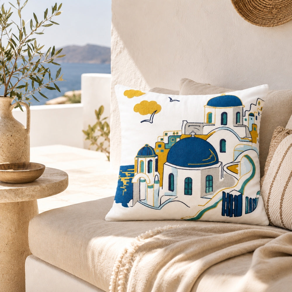 Διακοσμητική Μαξιλαροθήκη 45x45cm με Κέντημα MHL-11