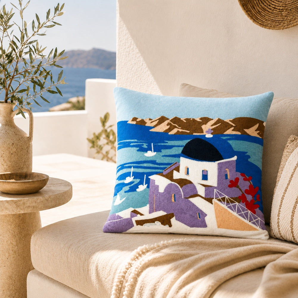 Διακοσμητική Μαξιλαροθήκη 45x45cm με Κέντημα MHL-13