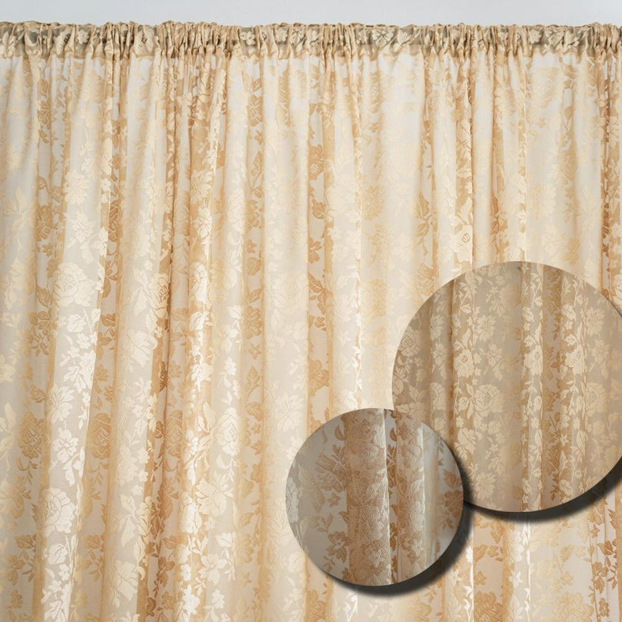 Romantic Κουρτίνα Ημιδιάφανη Μόκα Με Τρέσα Υ270xΦ280cm 595-4 — 1